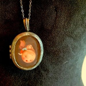 Fairy on the Moon Locket Necklace - Never Worn